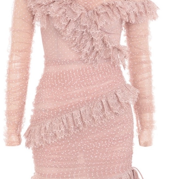 BLUSH LACE FRILL MINI DRESS - Picture 3 of 4